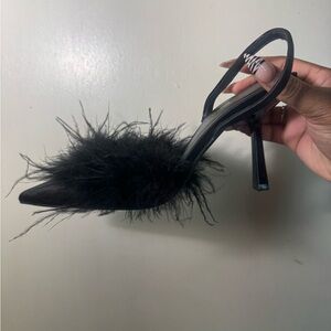 Fashion Nova Black Feathered Heels